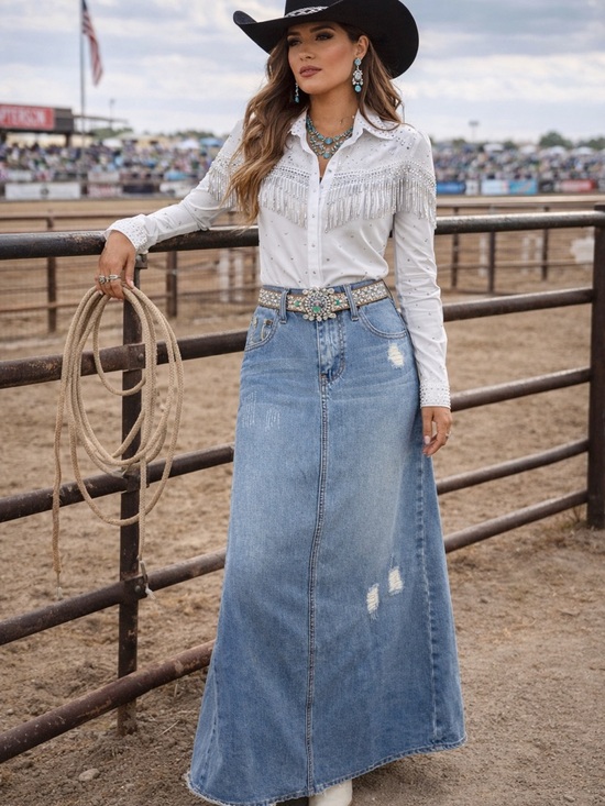 Stetson Dresses & Skirts - Stetson Blue Denim Jeans with Brass Stitching Detail